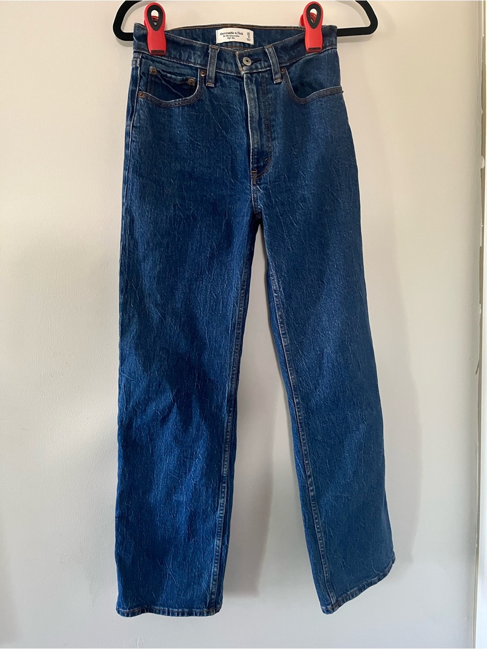 Abercrombie The 90s Relaxed Jean High Rise 25 0 Dark Wash Straight Leg Western